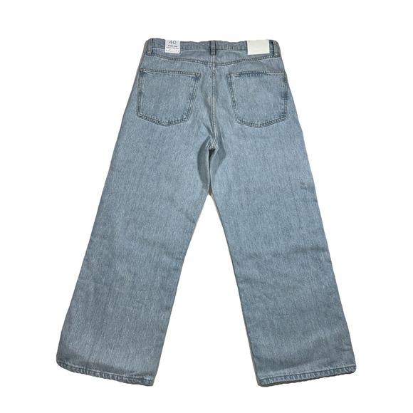 NWT MNG From Gabriela Wide Leg Cropped High Waist Women's 40 Jeans Light Wash - Picture 2 of 9